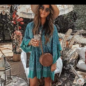 ๐ฅBRAND NEW Emerald Green/Turquoise Komono Dress